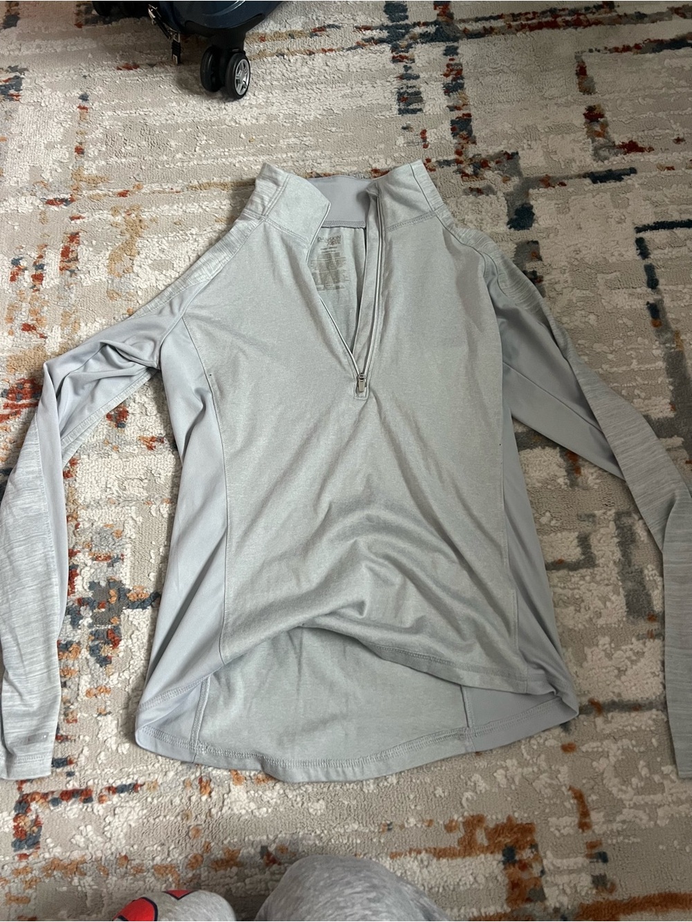 Danskin Light Gray Long-Sleeve Quarter-Zip Active Top